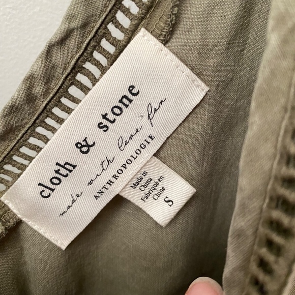 Anthropologie Cloth & Stone Burlingame Wrap V-Neck Romper Olive Green Size S - Picture 2 of 8